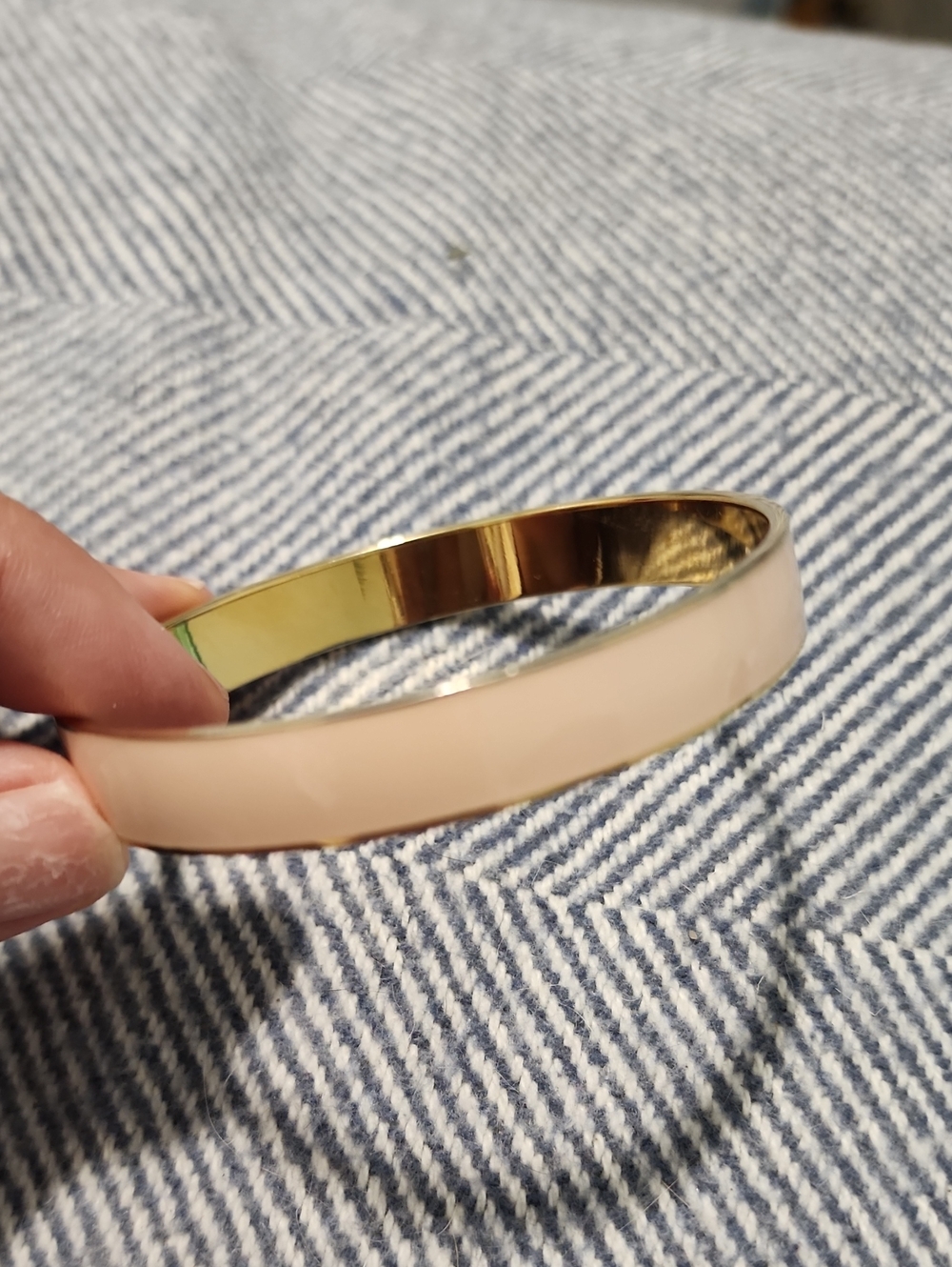 J Crew Gold-Tone Bangle Bracelet with Blush Enamel